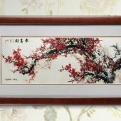 紅梅報(bào)春圖純銀銀畫批發(fā)零售個(gè)性定制純銀浮雕銀畫