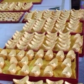 黃金元寶定制，純金元寶定做，制作千足金金元寶