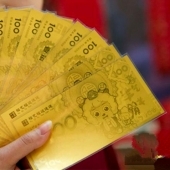 小克重金子黃金金鈔、黃金紀(jì)念鈔、羊年賀歲純金金鈔